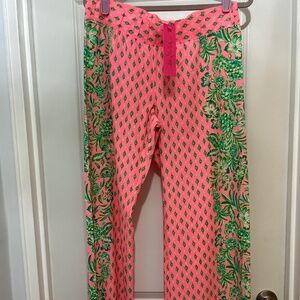 Lilly Pulitzer Bal Harbor Palazzo Pants Pink and Green Sz M Pink Shandy  NWT